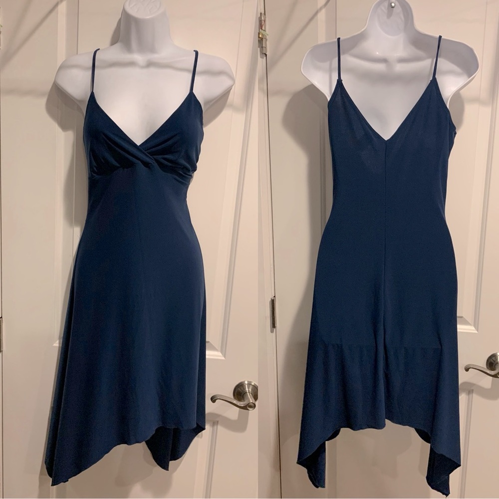 Vintage PS Dark Teal Handkerchief Dress sz M Juniors